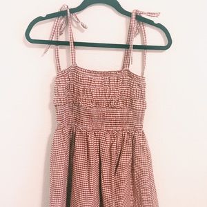 Gingham woven mini dress